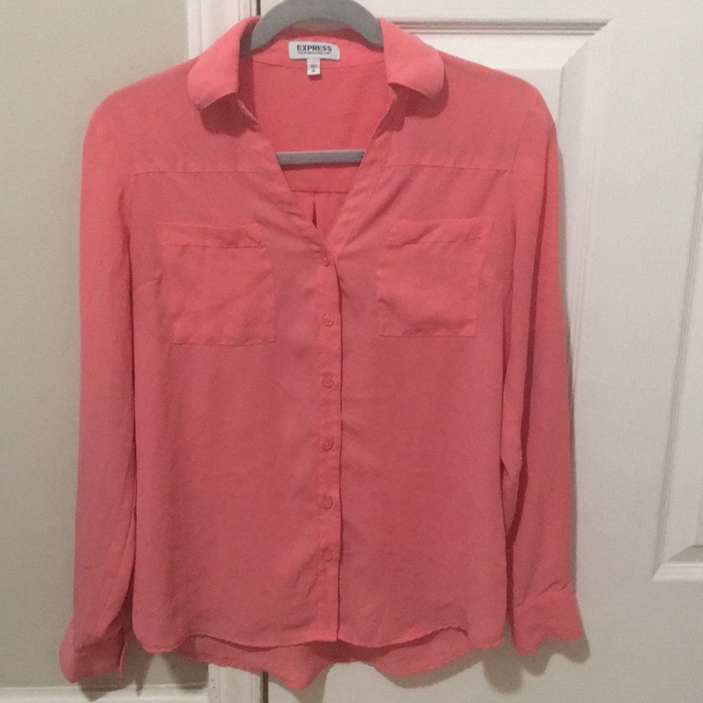 Salmon Pink Women’s Button Up Shirt/Top size Small